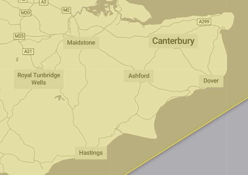 Gusts of up to 75mph are predicted to hit Kent in the coming days. Picture: The Met Office