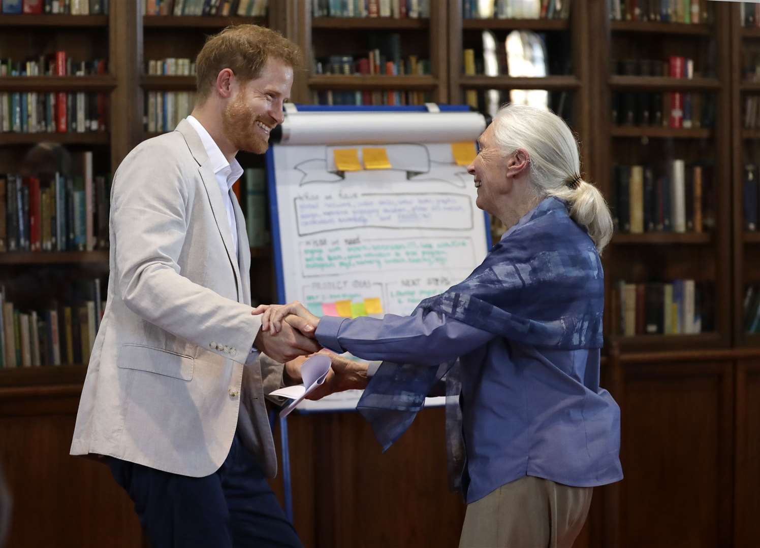 The Duke of Sussex with Dr Jane Goodall at Windsor Castle (Kirsty Wigglesworth/PA)