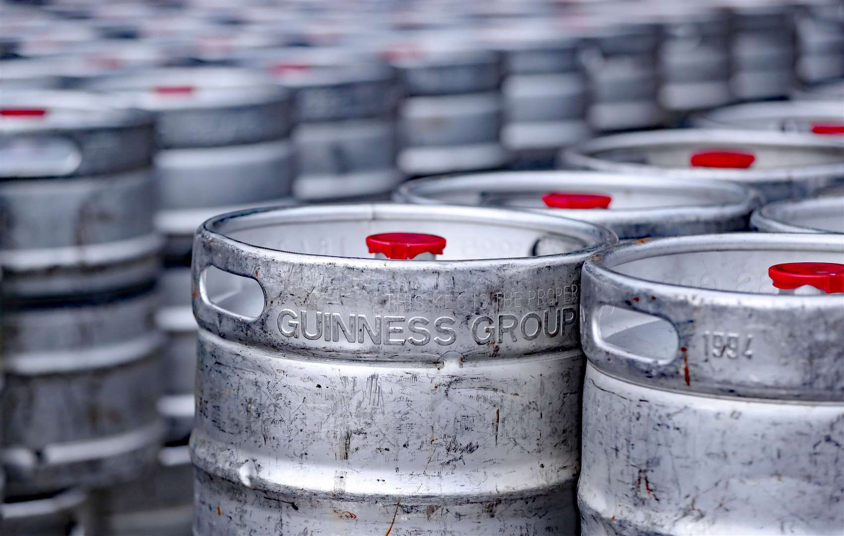 Kegs of Guinness stacked ready for distribution at the St James’s Gate brewery (Niall Carson/PA)