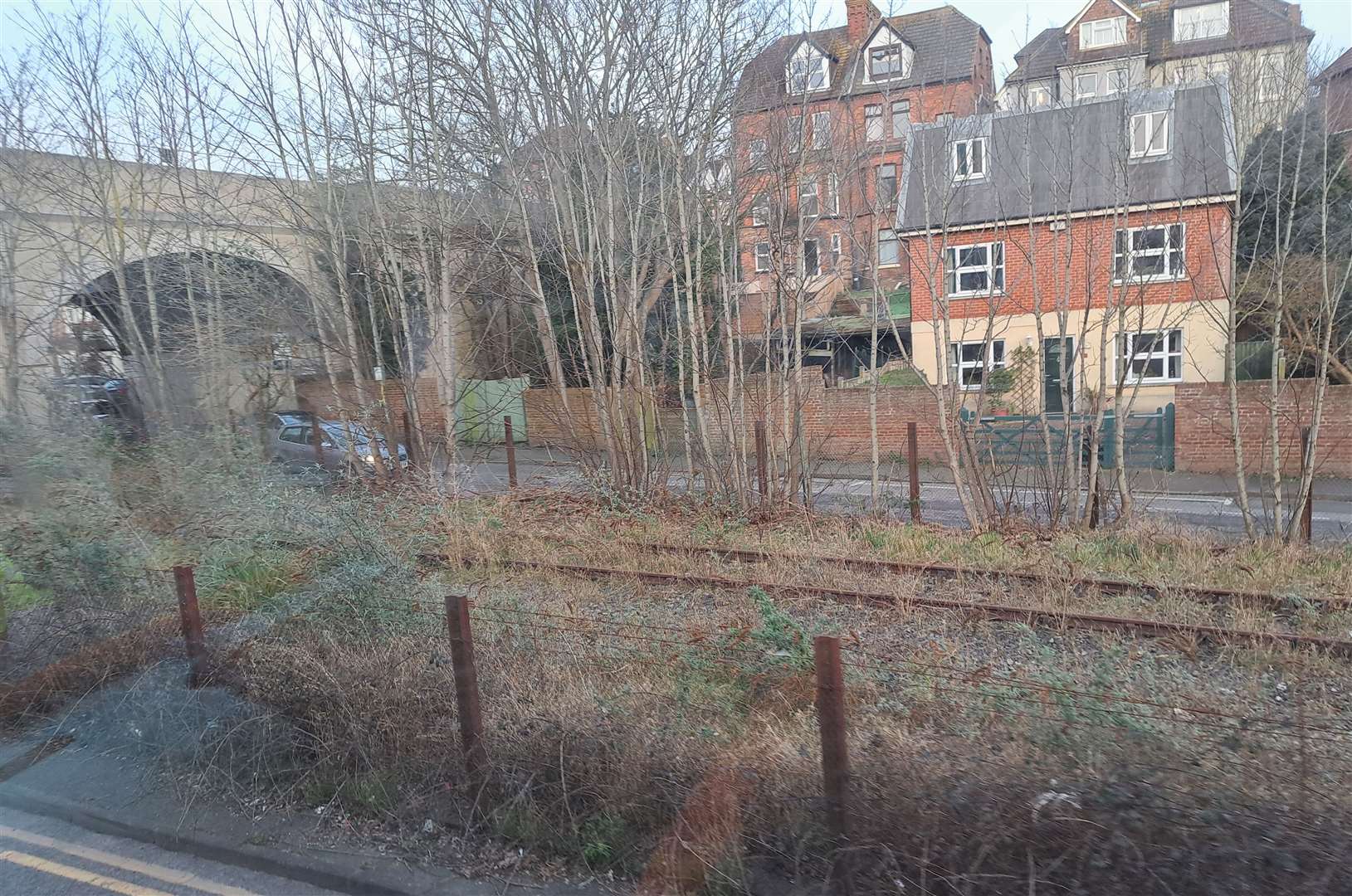 The old railway track to Folkestone harbour can still be seen along Tram Road