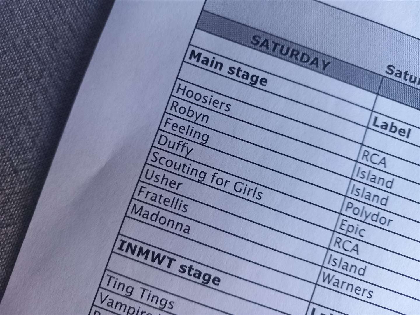 Setlist from Radio 1's Big Weekend in 2008