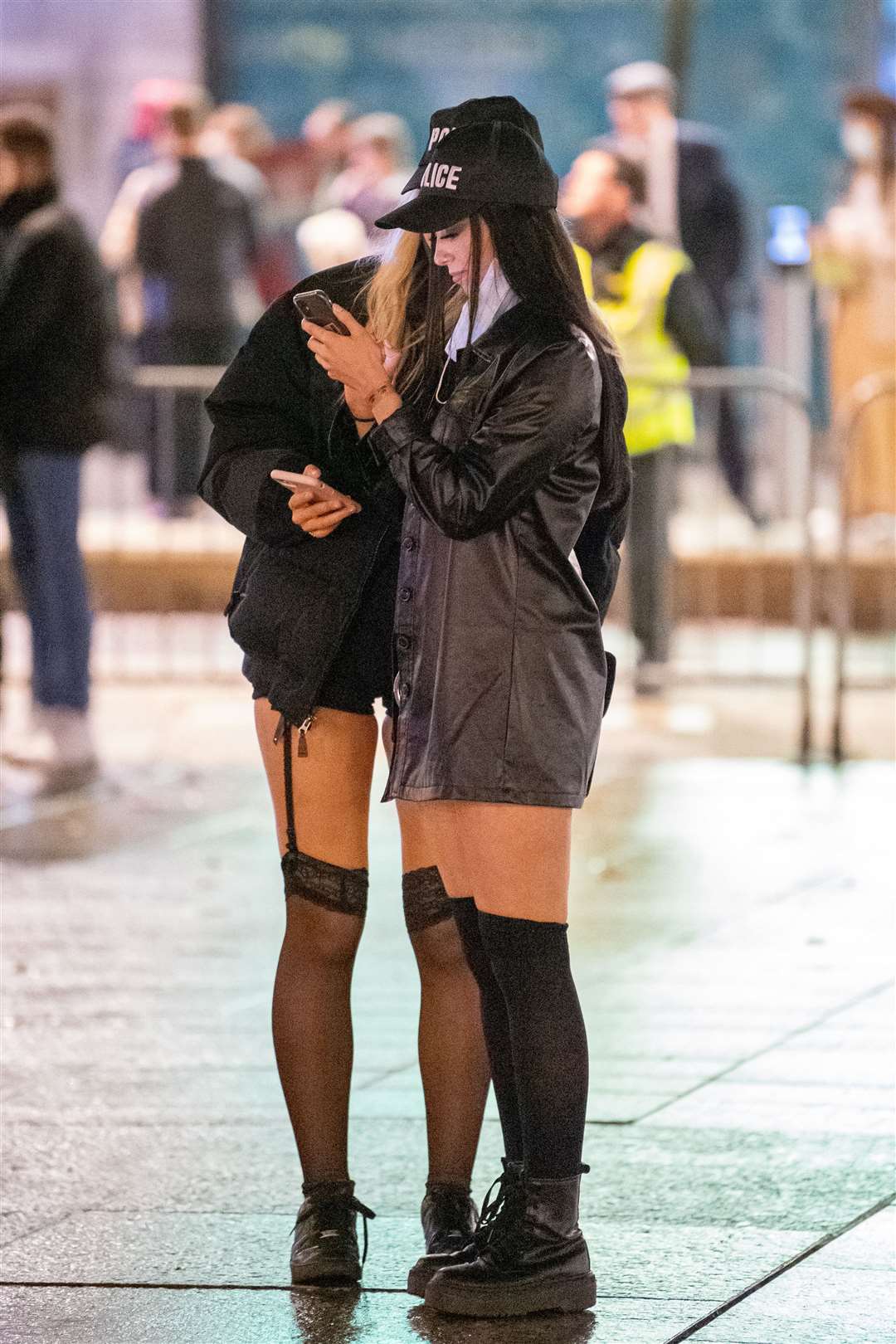 A number of young people could be seen in the market square after the pubs had closed (Joe Giddens/PA)