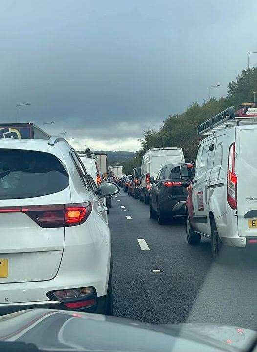 Drivers have complained that their journeys had taken up to four hours due to the closure of the M2 London bound on Thursday, October 26. Picture: Natalie Moore