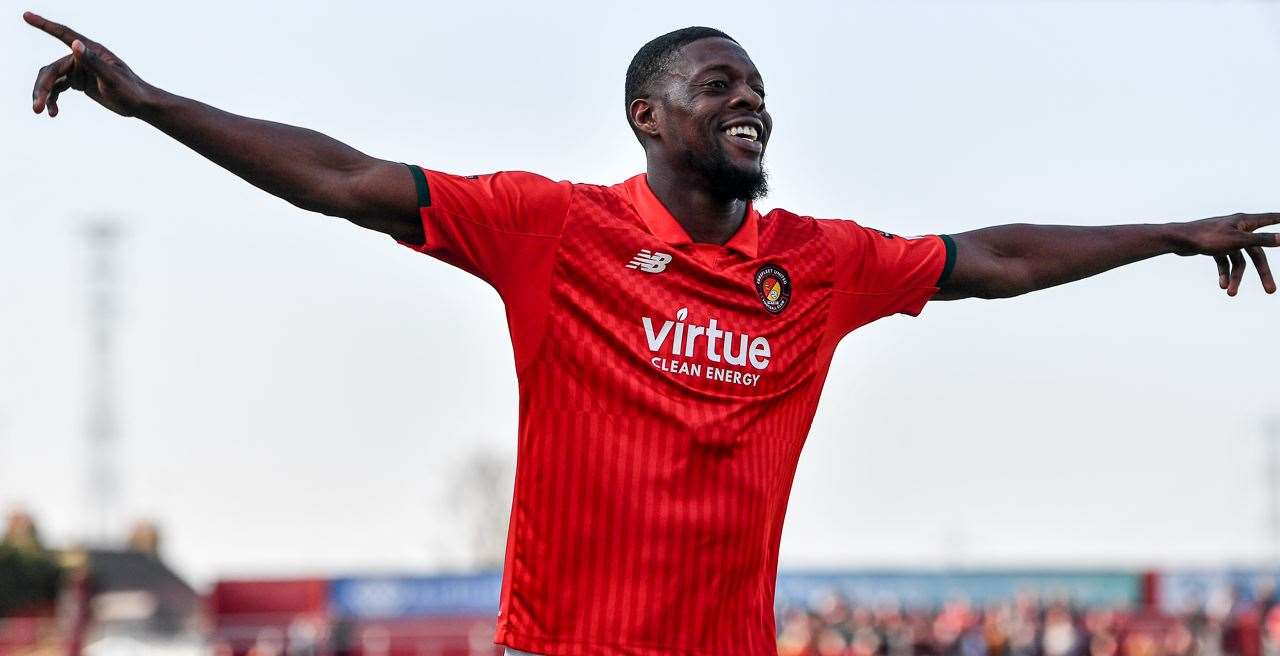 Rakish Bingham celebrates after equalising for Ebbsfleet. Picture: Dave Budden (55712411)