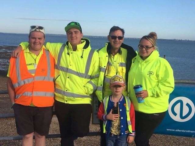 David O'Neill with his daughter Tracey, far right, and grandsons James, left, Kristian and Tommy