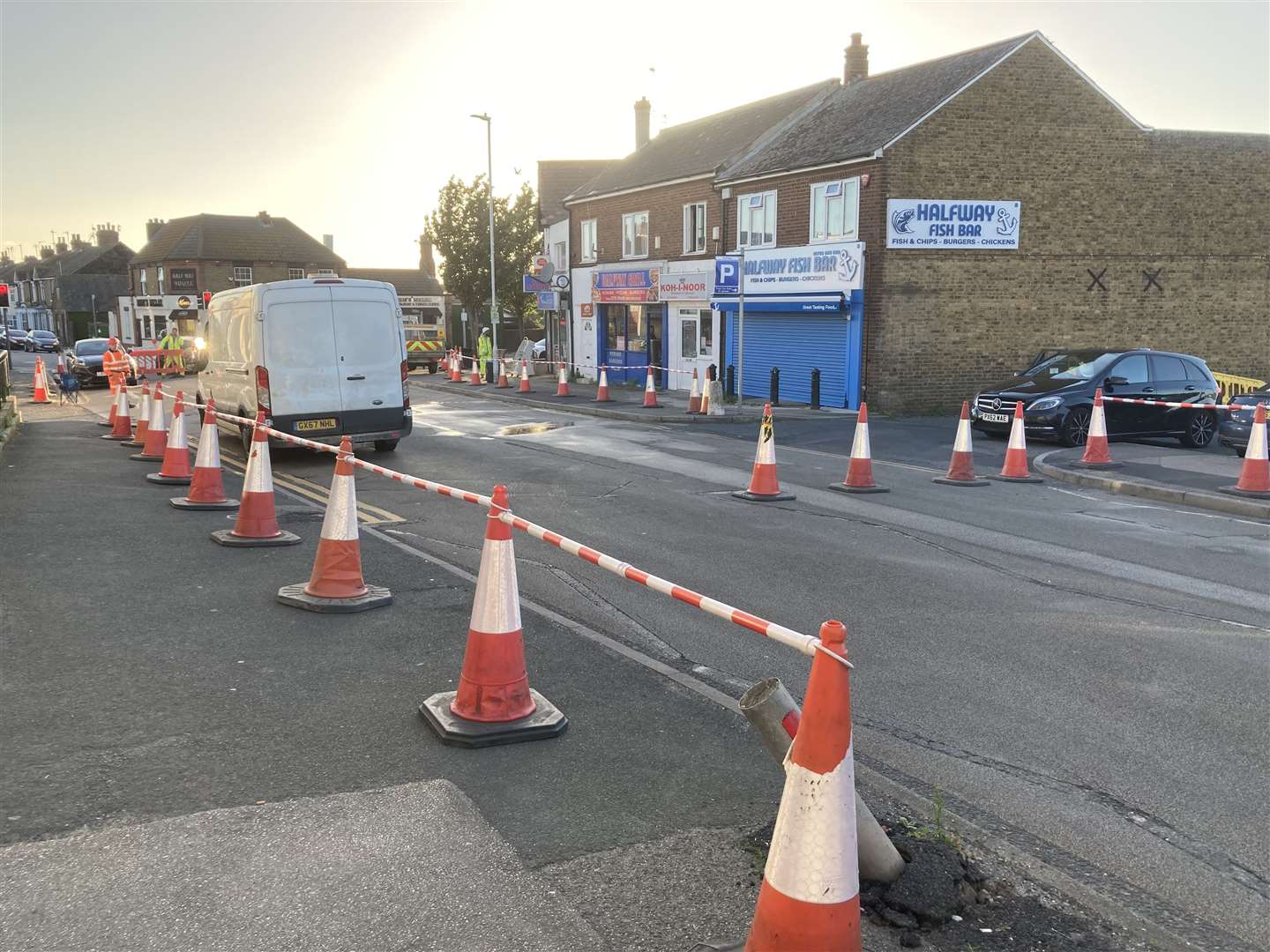 Resurfacing Minster Road at Halfway on June 10