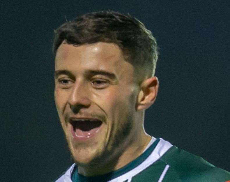 Louis Collins - the forward is in contention to play Ashford’s weekend home match against Deal on Saturday. Picture: Ian Scammell