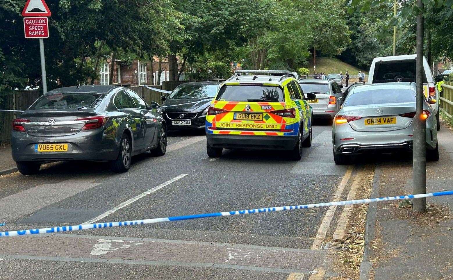 Emergency services in Sally Port Gardens, Gillingham, on July 23. Picture SWNS