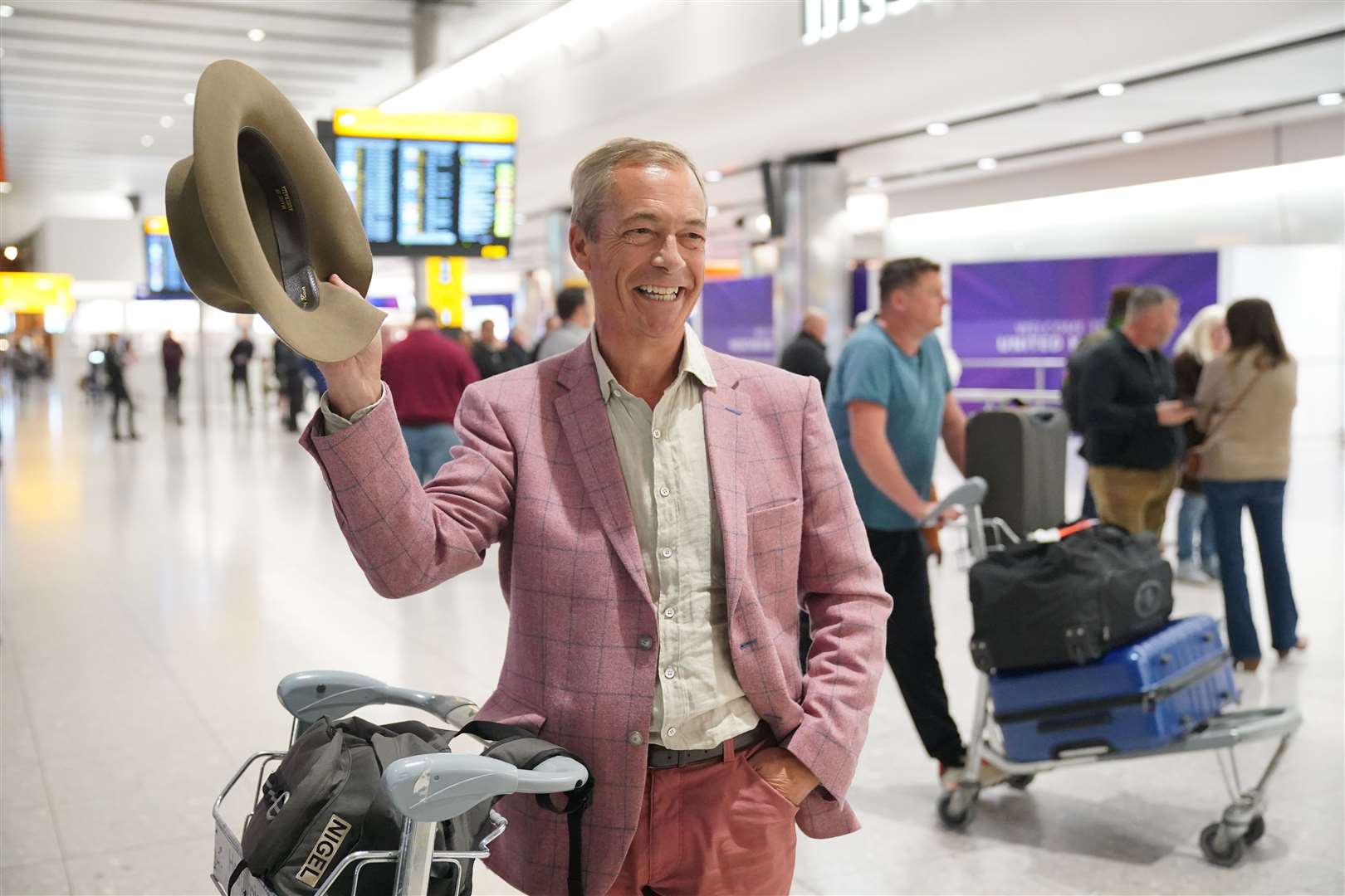 Nigel Farage arrives at Heathrow Airport, following his appearance on ITV’s I’m A Celebrity… Get Me Out Of Here! (Jonathan Brady/PA)