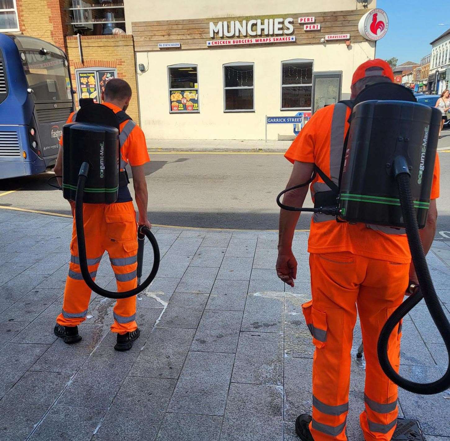 Gravesham council's cleansing teams out removing dirt and grime from the streets of Gravesend