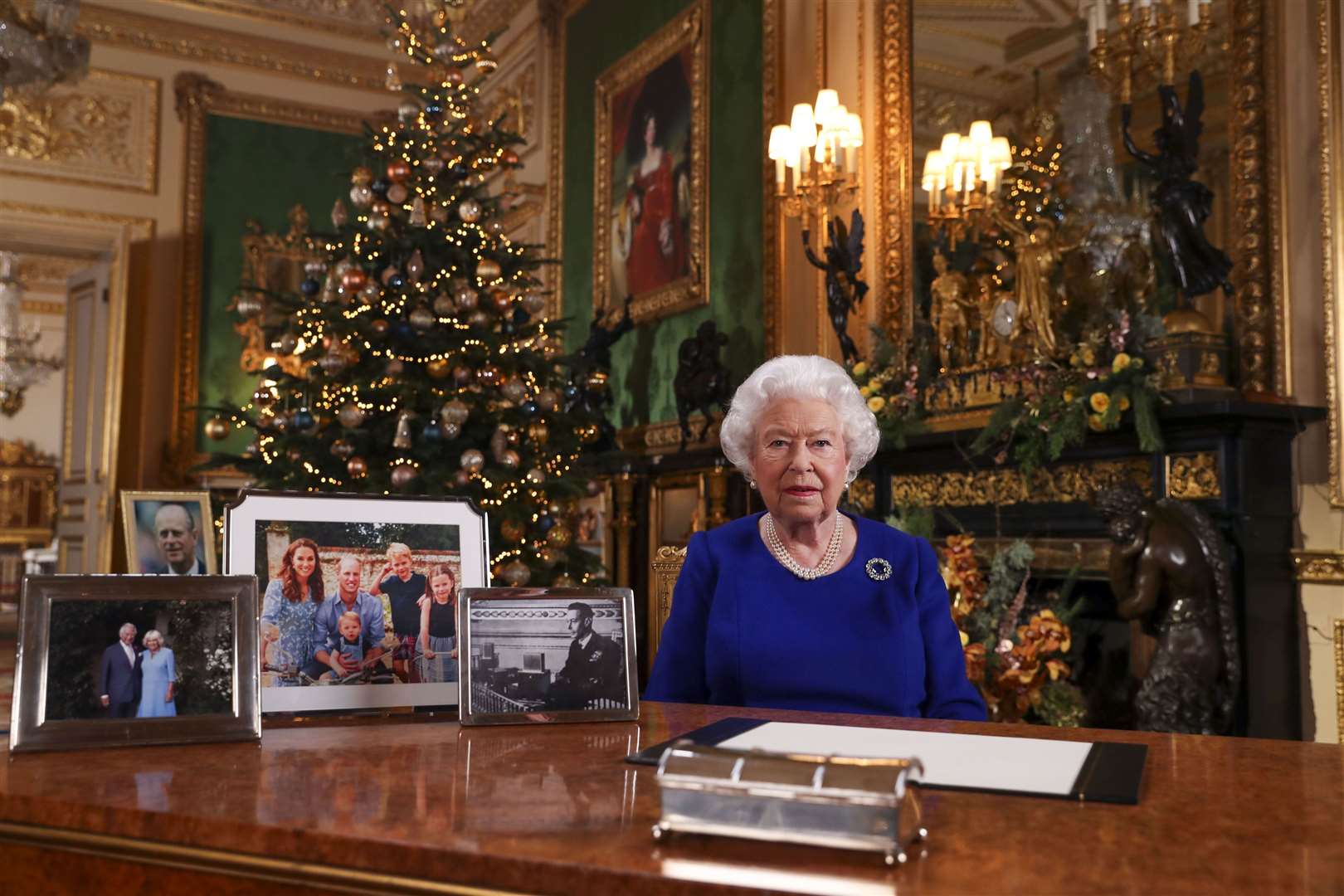 The Queen recording her annual Christmas broadcast last year at Windsor Castle in Berkshire (Steve Parsons/PA)