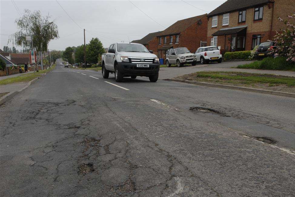 The damaged surface in The Broadway, Minster. Library picture