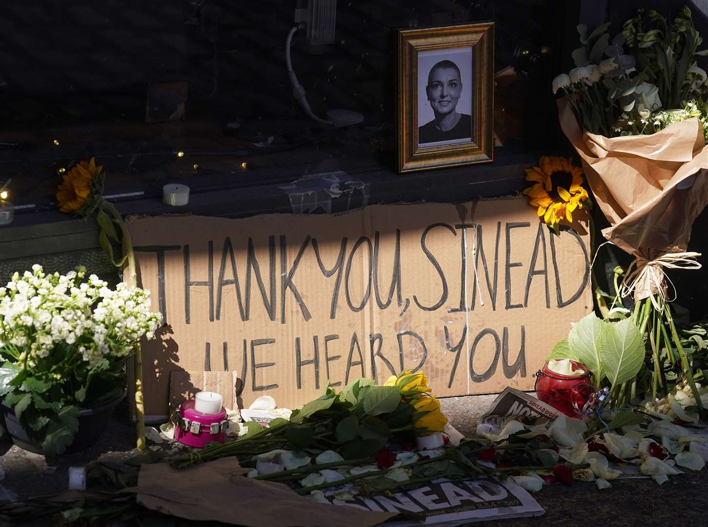 Tributes to Sinead O’Connor at the Irish Rock ‘n’ Roll Museum in the Temple Bar area of Dublin (Brian Lawless/PA)