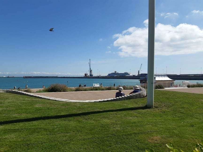 The view of Dover beach from the terrace of the hotel