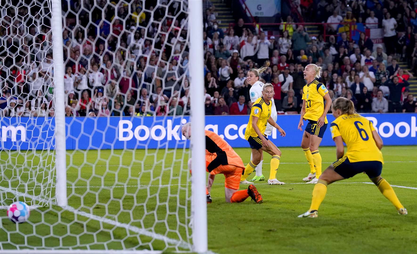 England's Alessia Russo scores during the European Championships last summer. Picture: PA / Danny Lawson.