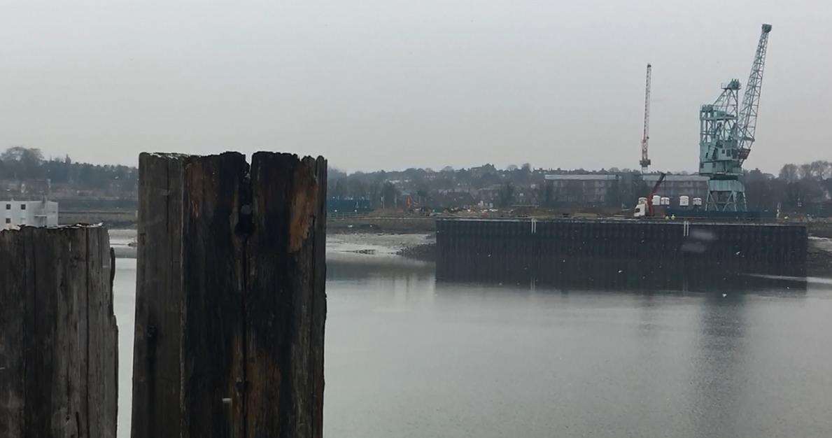 Snow fell in Strood earlier over the River Medway