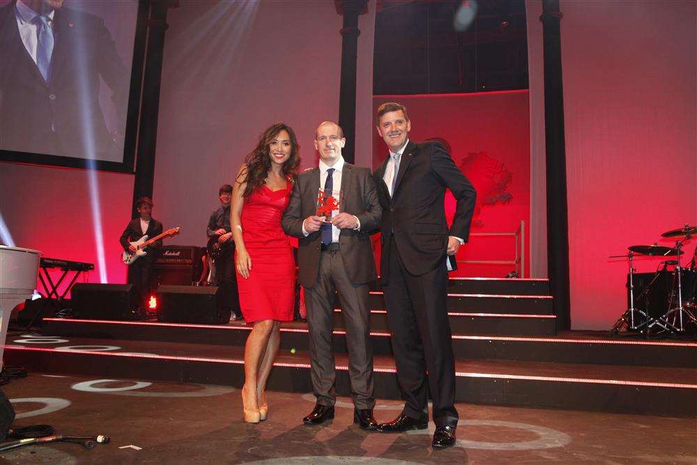 Andrew Gilmour with Myleene Klass and City and Guilds CEO and director general Chris Jones