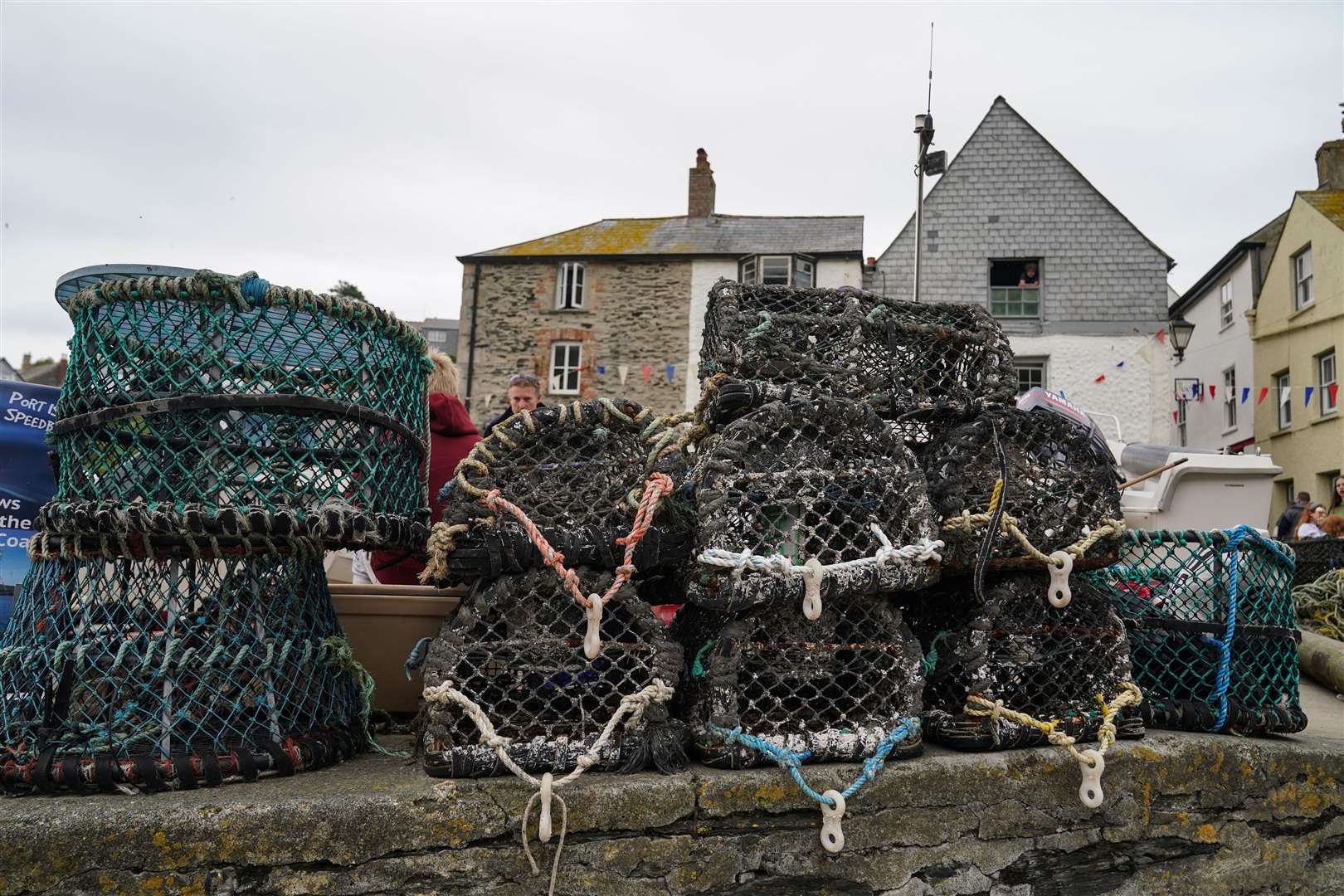 Lobster pots in a fishing village in Cornwall (David Davies/PA)