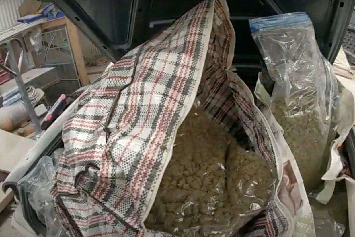 Police uncovered 10 kilograms of cannabis and 150 grams of cocaine hidden within a vehicle. Picture: Kent Police