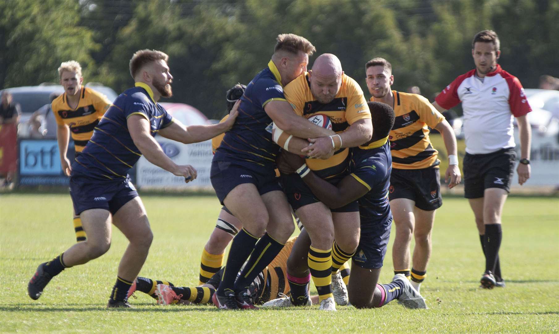 Canterbury's Danny Herriott gets stuck in against Worthing. Picture: Phillipa Hilton