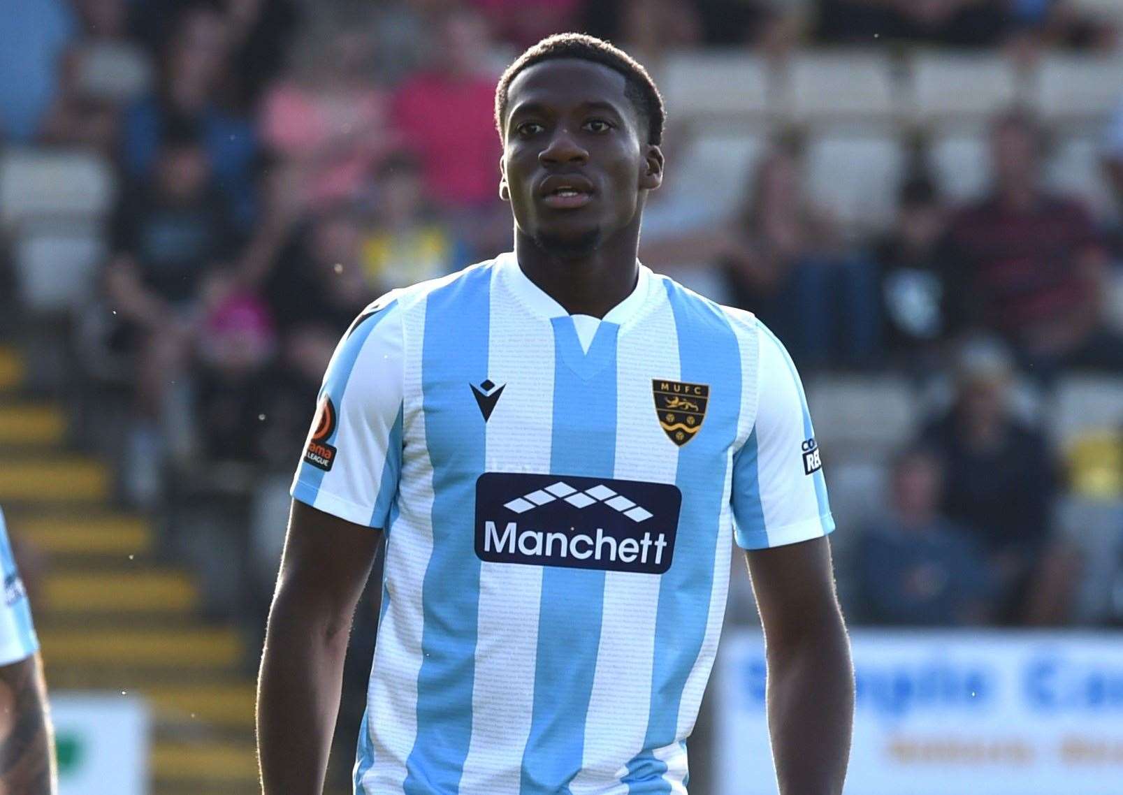 On-loan Gillingham striker Joe Gbode made his Maidstone debut at Torquay. Picture: Steve Terrell