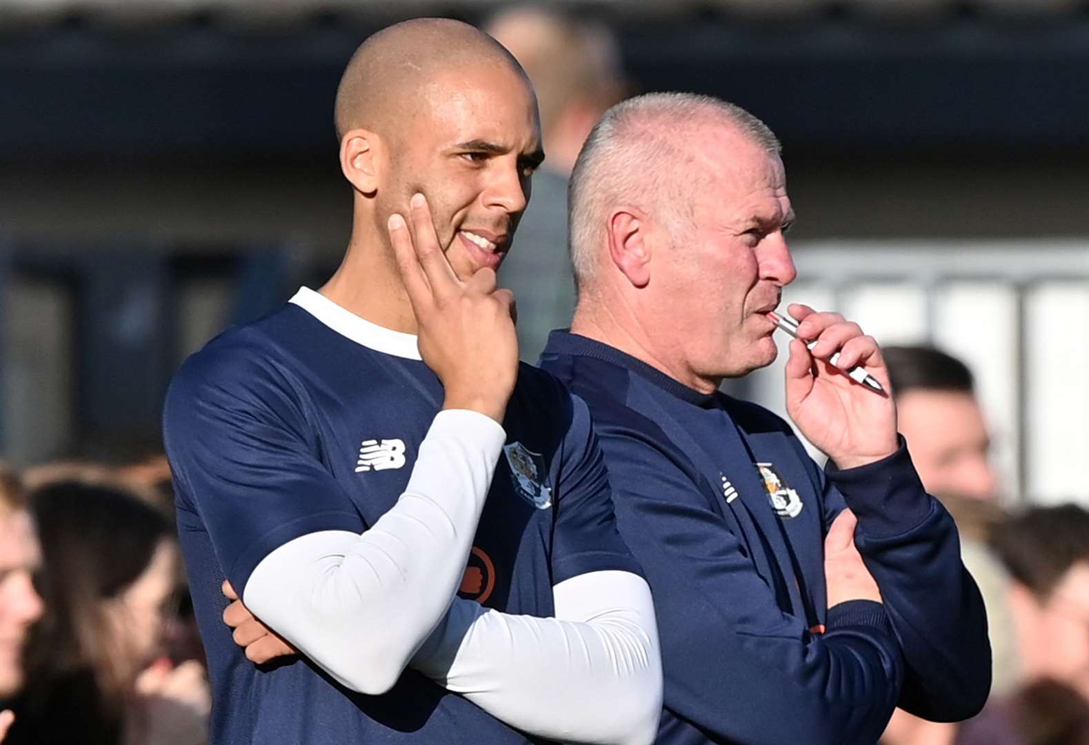 Christian Jolley alongside Dartford boss Alan Dowson. Picture: Keith Gillard