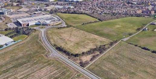 An aerial photo of the area near Westwood where the campus will be built. Picture: Quinn Estates