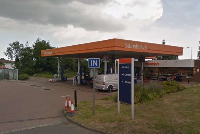 Filling station at Chestfield Sainsbury's where prices are at a six month low.