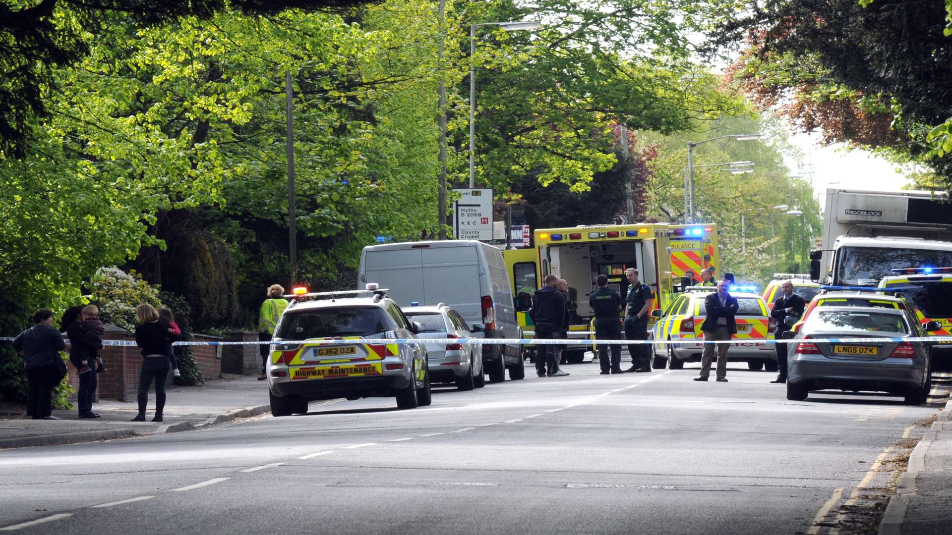 The scene of the accident where a teenager was knocked down by an ambulance.