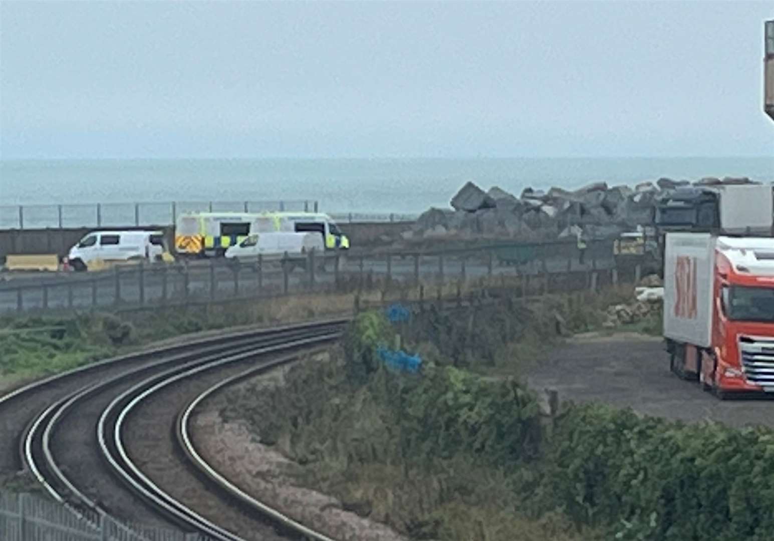 Emergency services in Dover this morning. Picture: Louis Walker