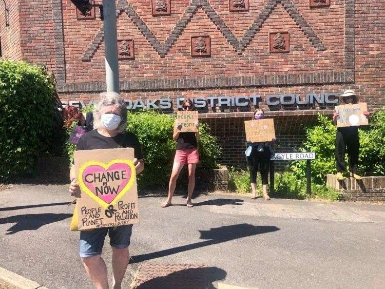 An Extinction Rebellion protest outside Sevenoaks council offices in May 2020