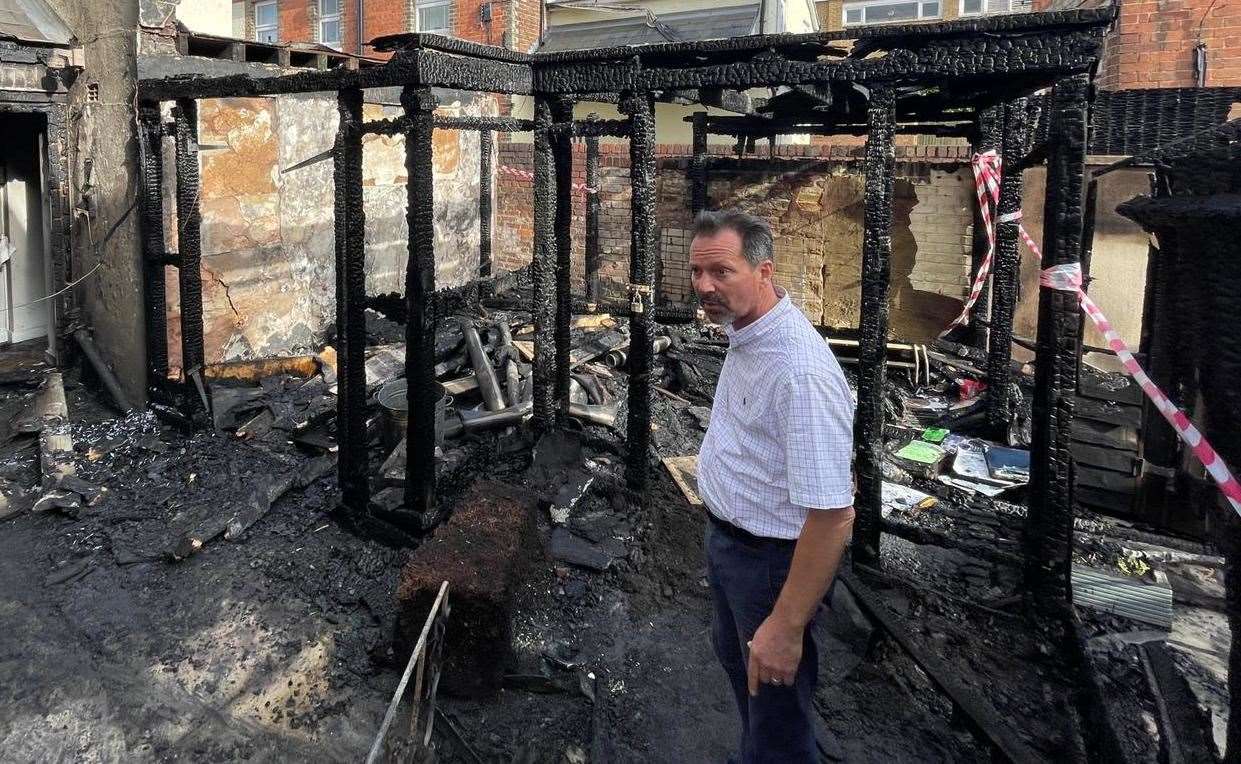 Owner Geoff Montague-Smith assessing the damage at the clinic.Picture: Geoff Montague-Smith