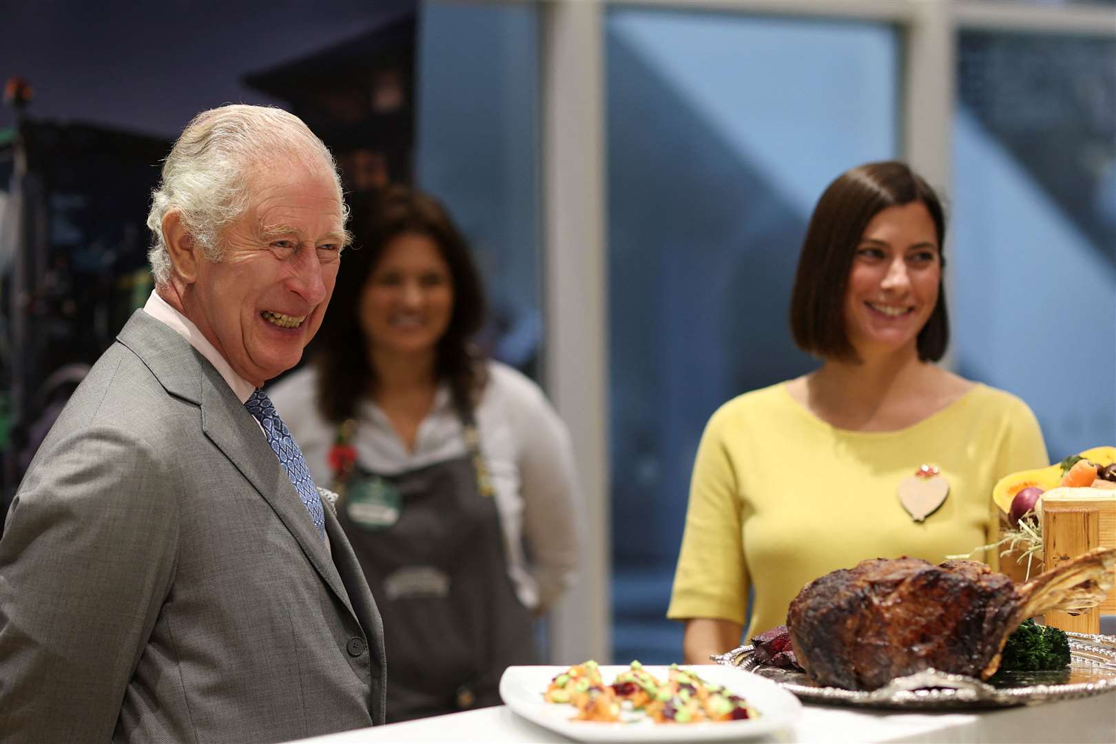 Charles talked to a variety of producers about sustainable livestock rearing and current issues in farming (Russell Cheyne/PA)