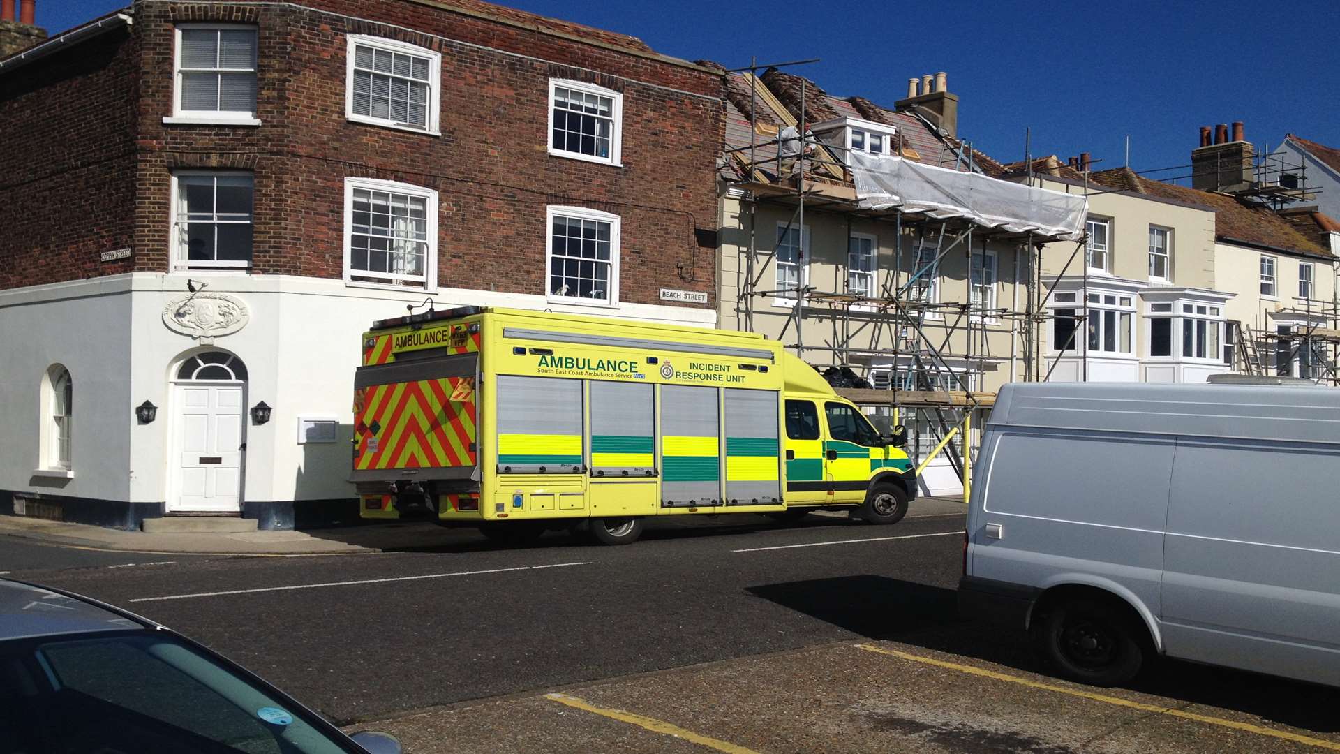 One ambulance parked in Beach Street