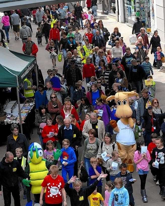 The walking bus crocodile through Canterbury City Centre at last year's Big Bash