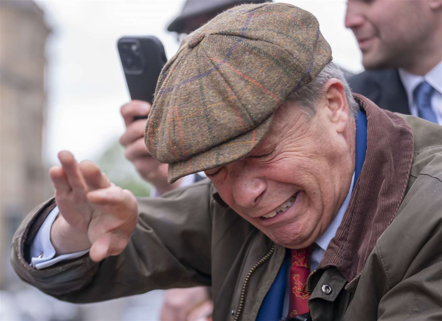 Mr Farage flinched as the object flew towards him (Danny Lawson/PA)