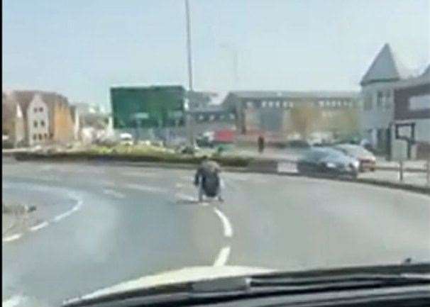 A wheelchair user takes on Maidstone's gyratory (9863602)