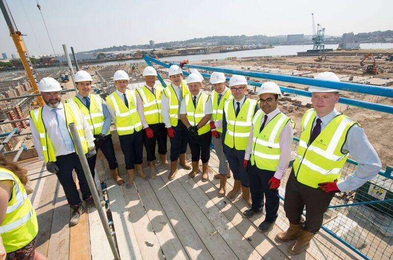 Housing minister Kit Malthouse (fifth from left) meets with developers and council officials at Rochester Riverside (3297296)