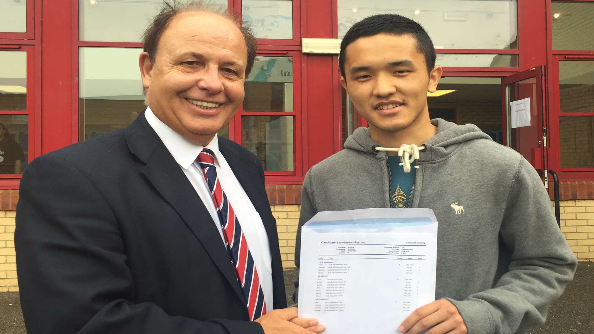 The John Wallis Academy student Abhishek Gurang with principal John McParland