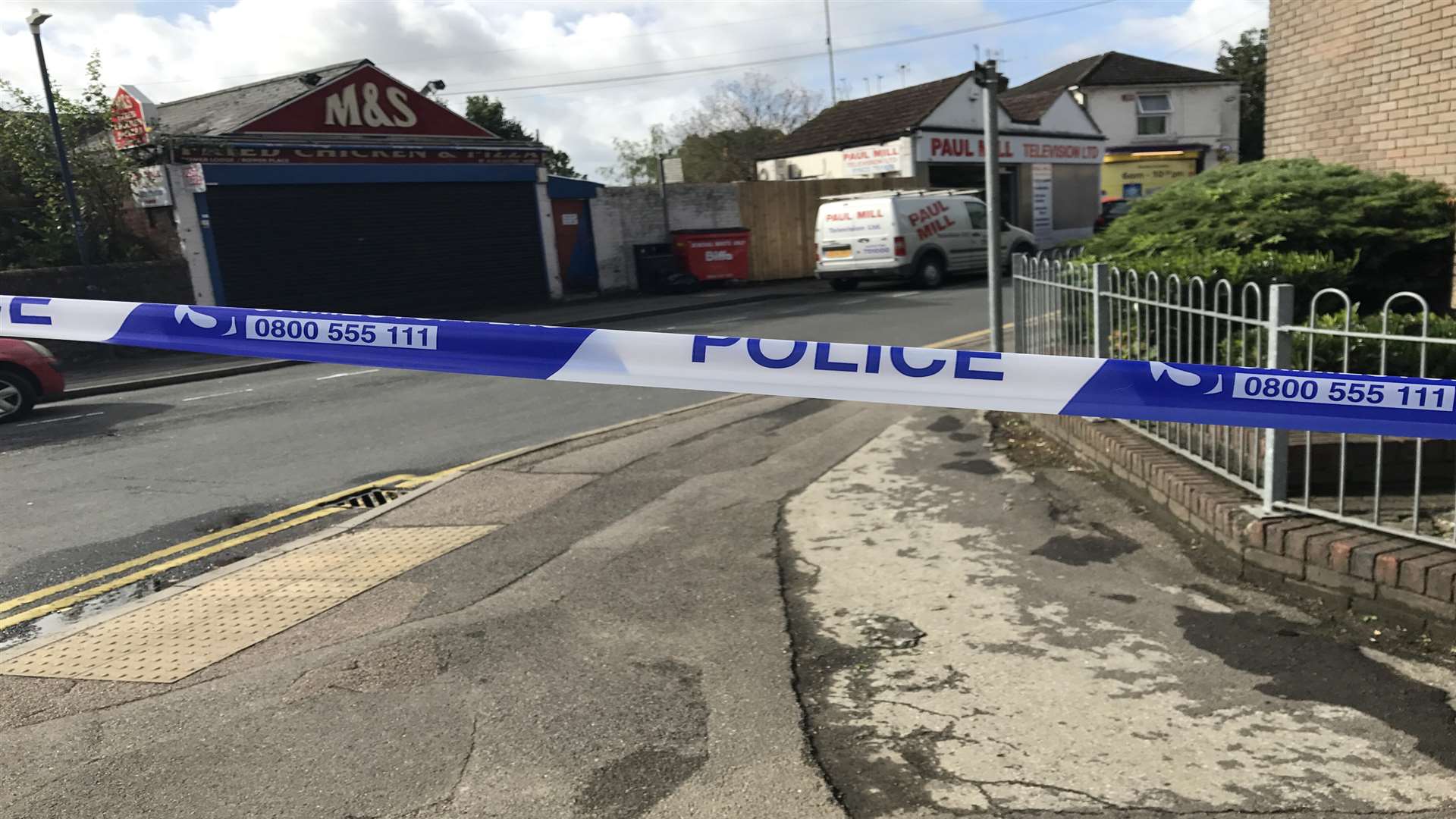 Police have erected a cordon at the entrance to Bower Place