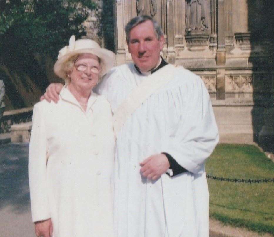 Iain Taylor with wife Doris at his ordainment. Picture: Liz Sharp