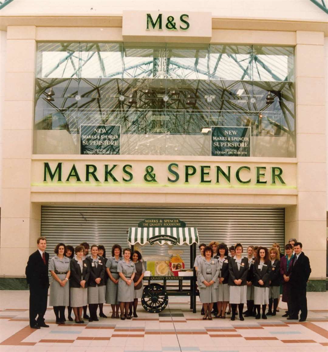 The new Marks and Spencer store all ready to open in March 1992 at Hempstead Valley Shopping Centre, Gillingham