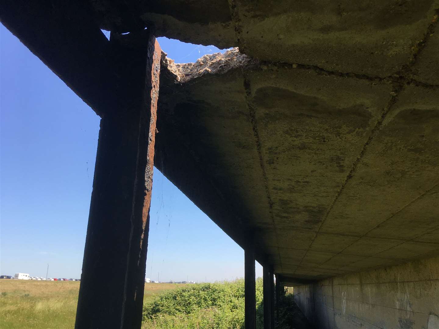 Dangerous: The covered way at Barton's Point Coastal Park, Sheerness, protected scorers and the public from being shot during tests at the Queenborough Lines firing range during the war.