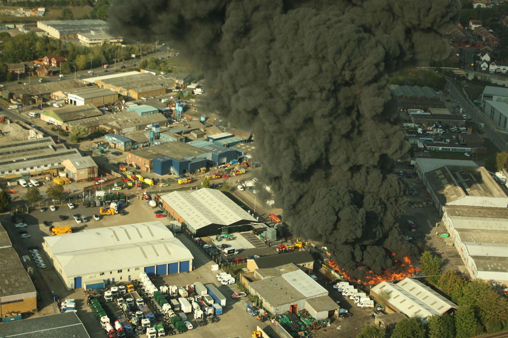 The fire, pictured yesterday, is now said to be under control. Picture: Geoff Hall, Kent Microlight Aircraft Club