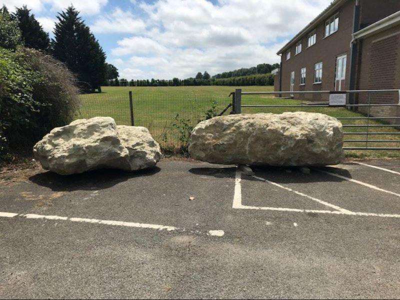 Rocks have been placed in West Malling village hall to stop traveller incursions (2766265)