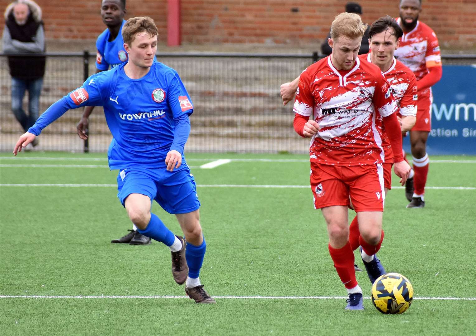 Jack Paxman, right, drives forward in Saturday's 1-1 draw for Ramsgate against Beckenham. Picture: Randolph File