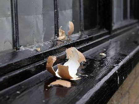 Eggs and cream cakes are being thrown at water workers