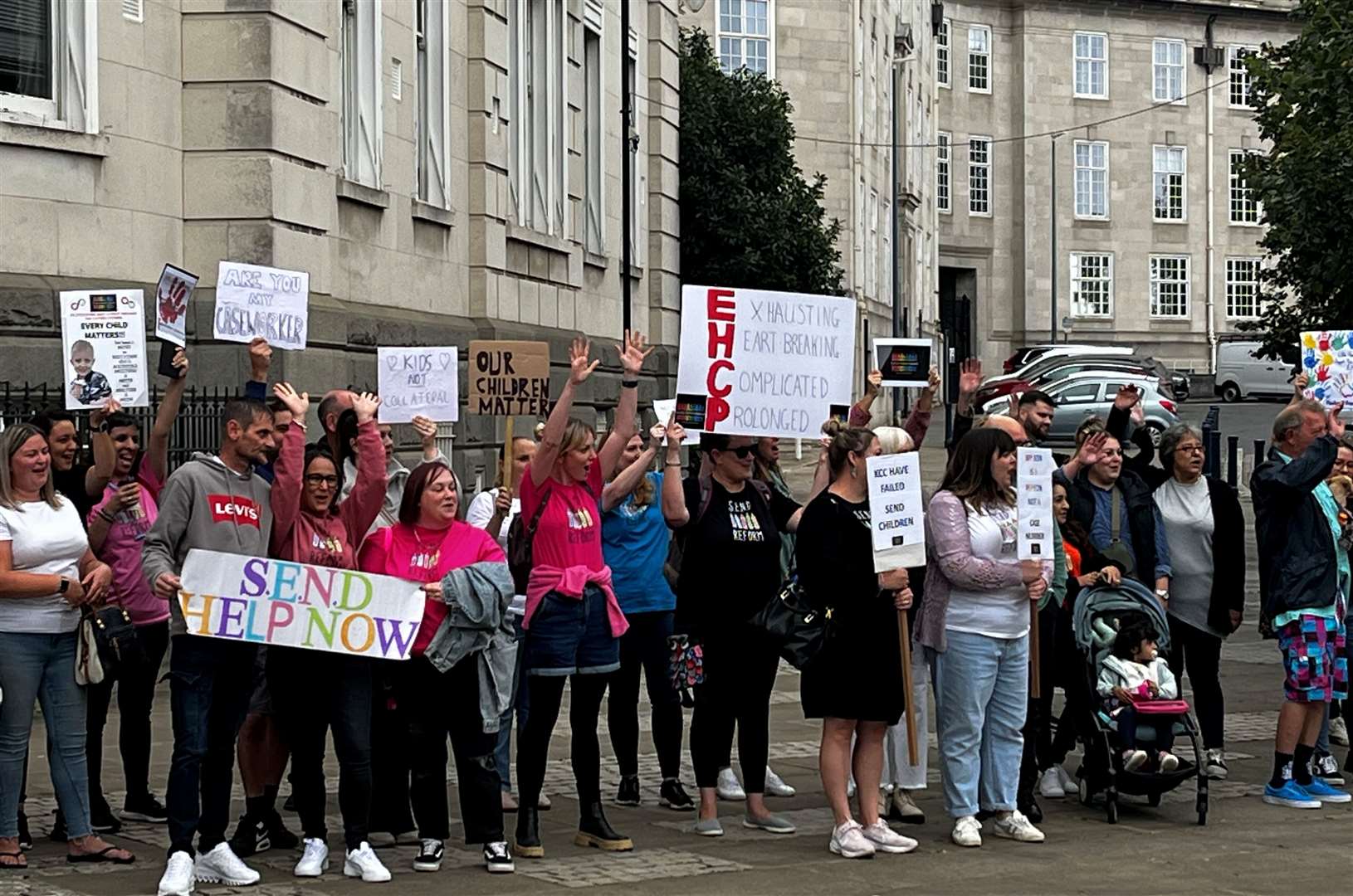 More than 100 people are protesting in front of Maidstone County Hall, calling for better special education provision in schools