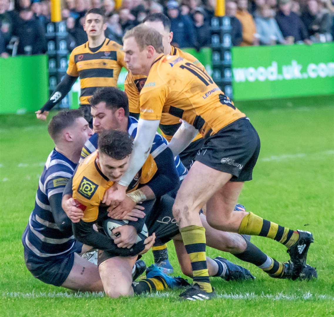 Garry Jones at the heart of the action for Canterbury against Westcombe Park. Picture: Phillipa Hilton