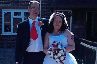 Stephen Belsey giving away his sister at her wedding in August 2013